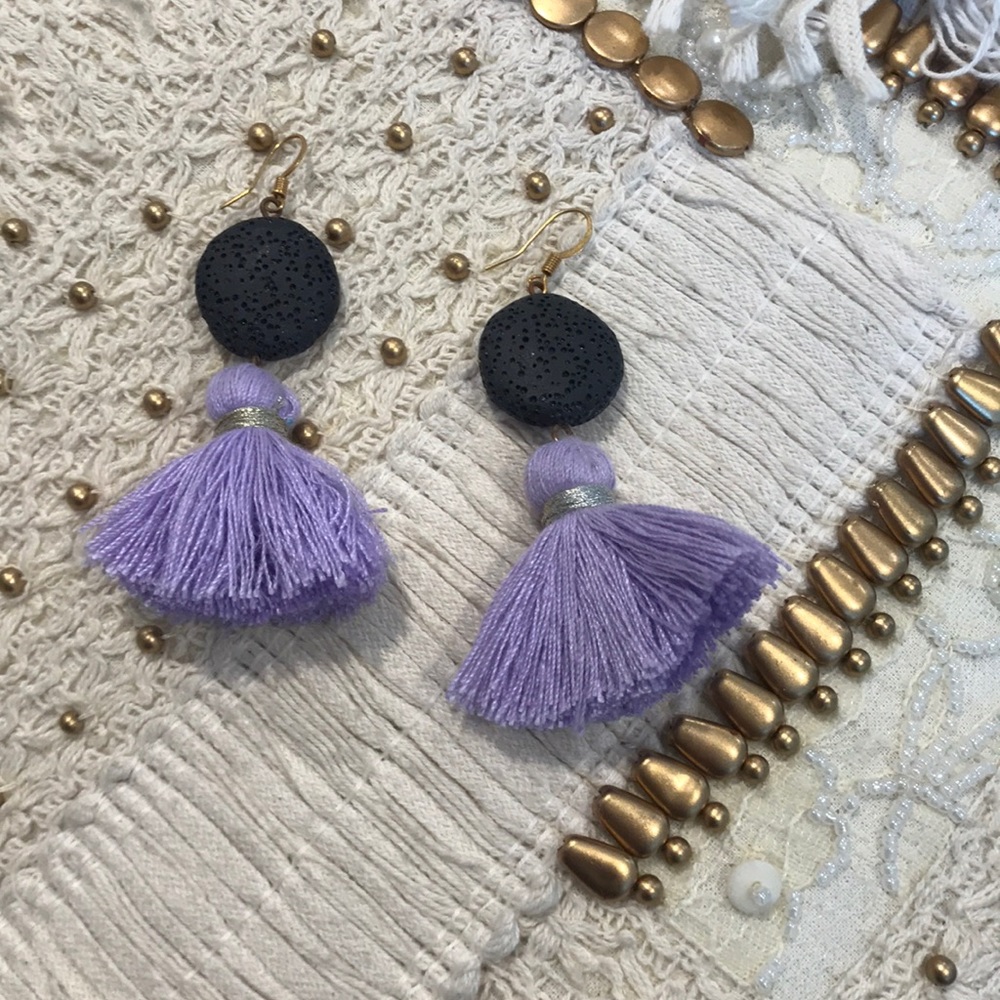 Handmade Lava Rock earrings from Greece